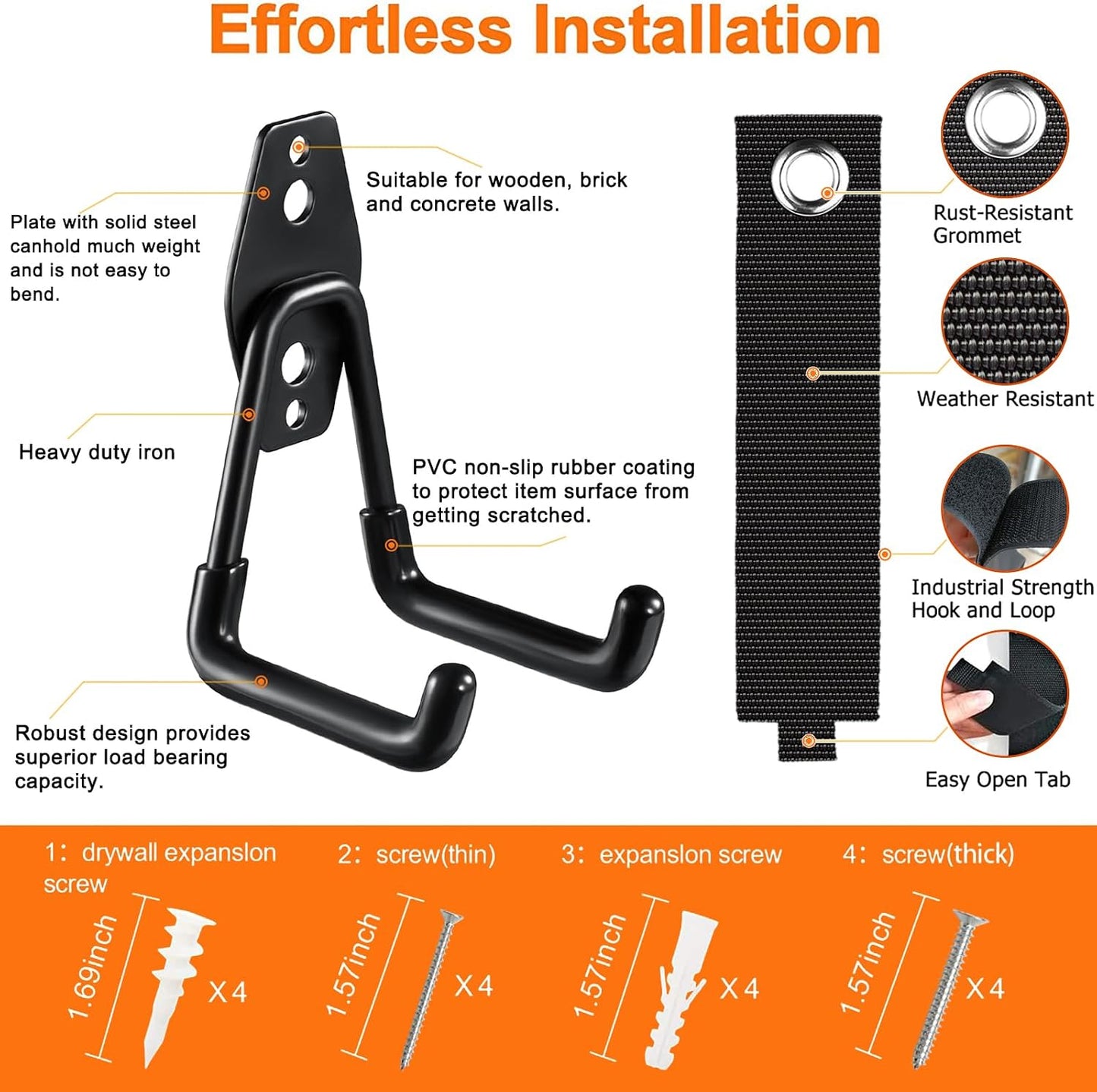 Garage Hooks Heavy Duty, Large Square Wall Hooks