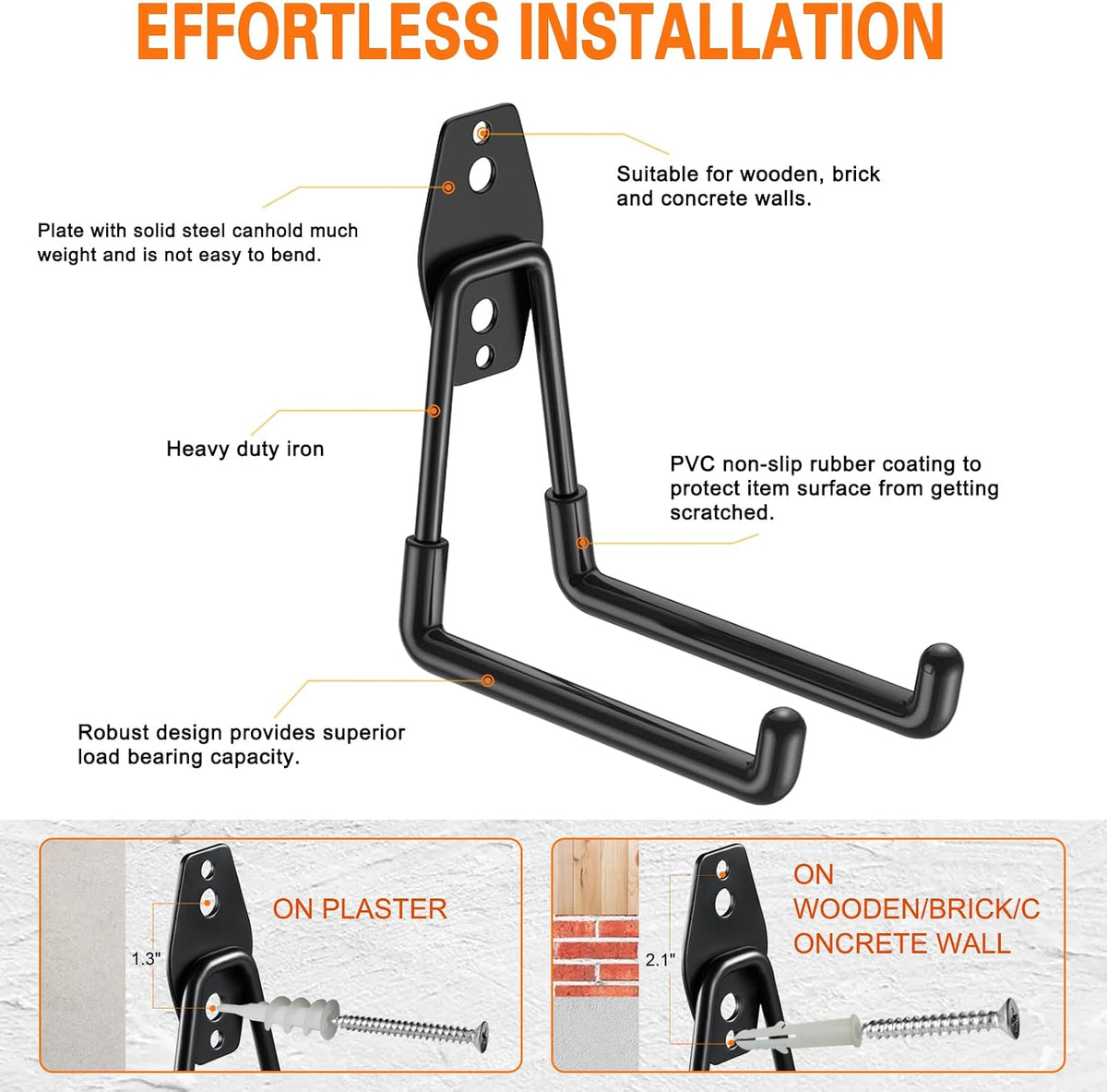 Garage Hooks Heavy Duty, Large Square Wall Hooks