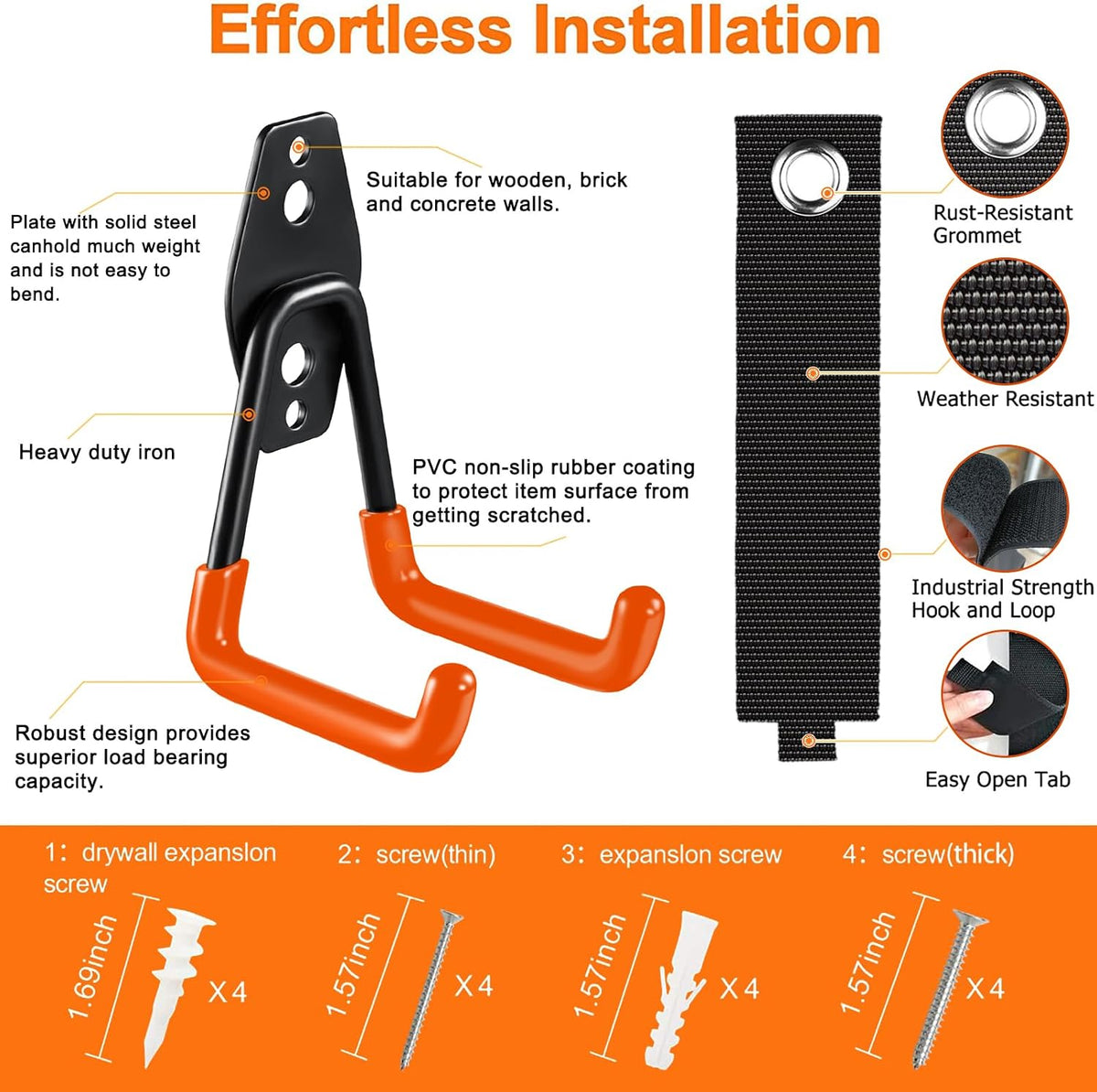 Garage Hooks Heavy Duty, Large Square Wall Hooks