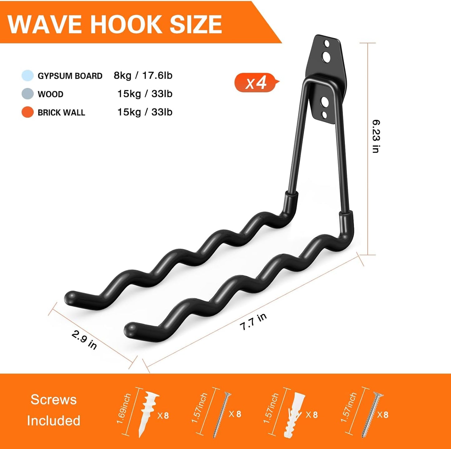 Garage Hooks Heavy Duty, Large Square Wall Hooks