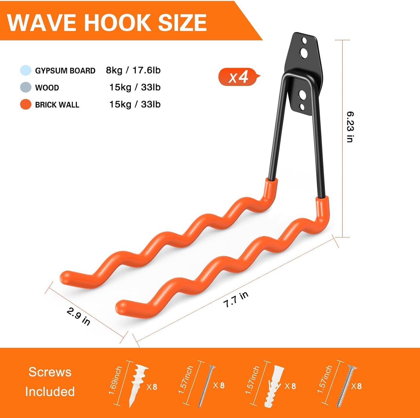 Garage Hooks Heavy Duty, Large Square Wall Hooks