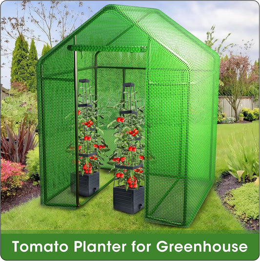 2 Packs Raised Garden Bed Tomato Planter with Trellis, 57" Tomato Cages for Climbing Vegetables Plant, Self Watering Planters Box for Garden Pots for Patio Greenhouse Indoor Outdoor（2PCS）