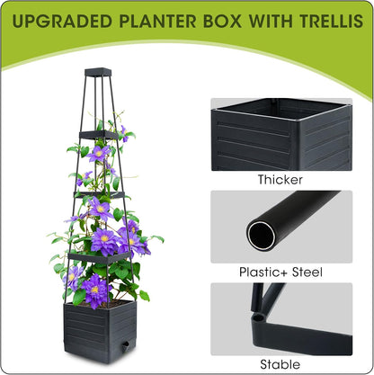 2 Packs Raised Garden Bed Tomato Planter with Trellis, 57" Tomato Cages for Climbing Vegetables Plant, Self Watering Planters Box for Garden Pots for Patio Greenhouse Indoor Outdoor（2PCS）