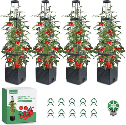 2 Packs Raised Garden Bed Tomato Planter with Trellis, 57" Tomato Cages for Climbing Vegetables Plant, Self Watering Planters Box for Garden Pots for Patio Greenhouse Indoor Outdoor（2PCS）