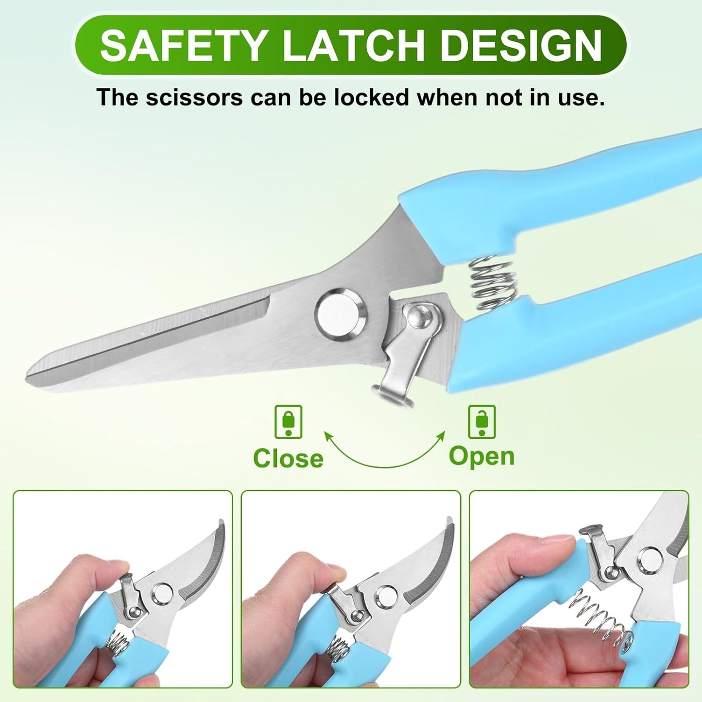 1-Set Bypass Pruning Shears for Garden, 6.7/7.6 Inch Sharp Stainless Steel Garden Scissors for Gardening/Branch/Flower Plant, Heavy Duty Hand Pruner [Blue]