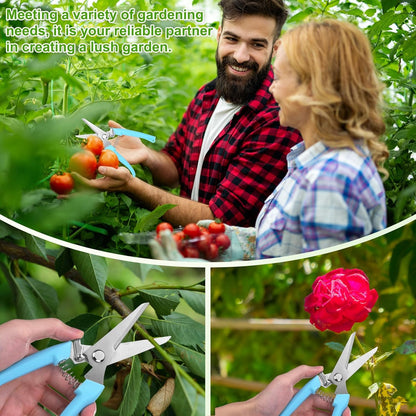 1-Set Bypass Pruning Shears for Garden, 6.7/7.6 Inch Sharp Stainless Steel Garden Scissors for Gardening/Branch/Flower Plant, Heavy Duty Hand Pruner [Blue]