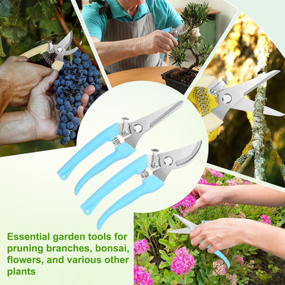 1-Set Bypass Pruning Shears for Garden, 6.7/7.6 Inch Sharp Stainless Steel Garden Scissors for Gardening/Branch/Flower Plant, Heavy Duty Hand Pruner [Blue]