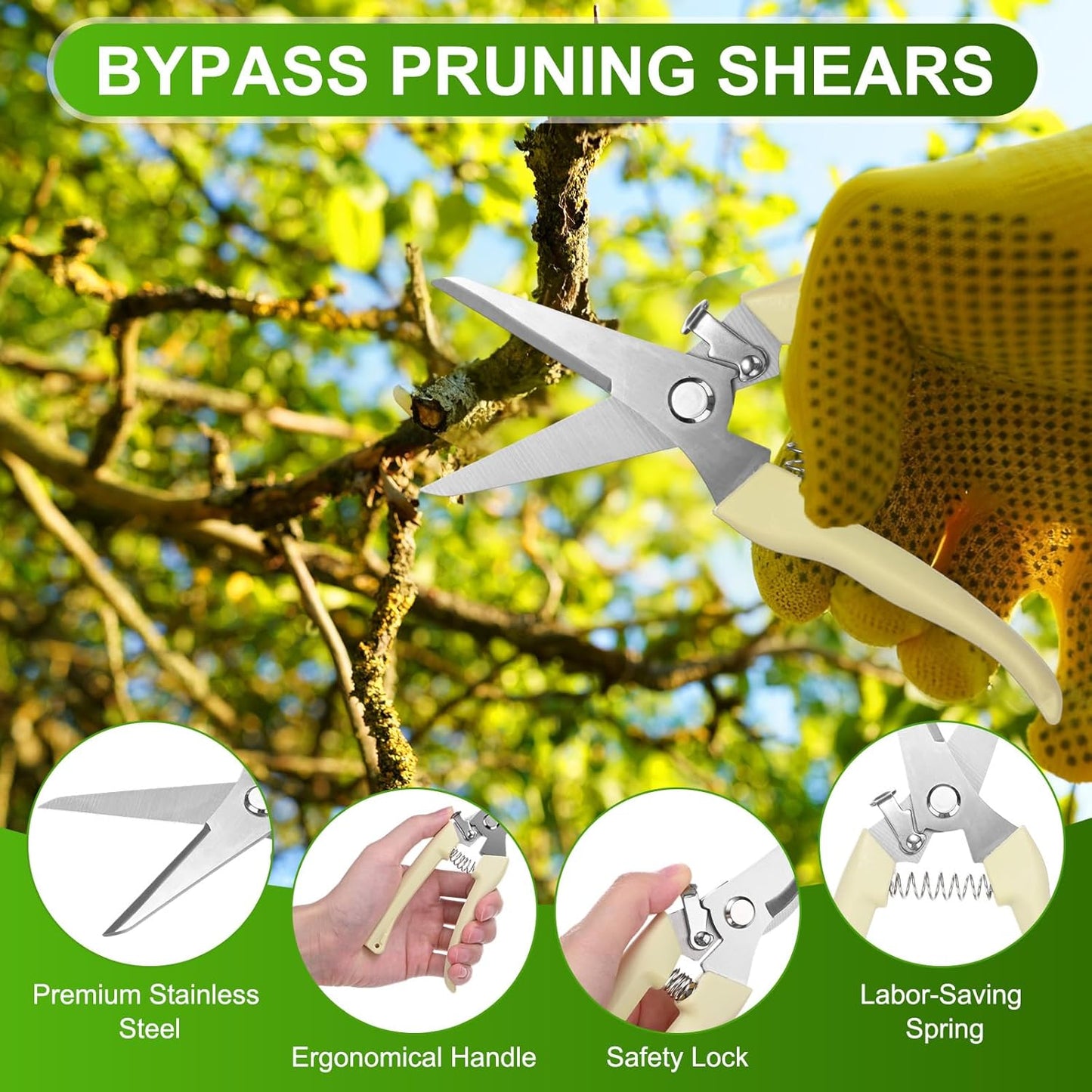 1-Set Bypass Pruning Shears for Garden, 6.7/7.6 Inch Sharp Stainless Steel Garden Scissors for Gardening/Branch/Flower Plant, Heavy Duty Hand Pruner [Blue]