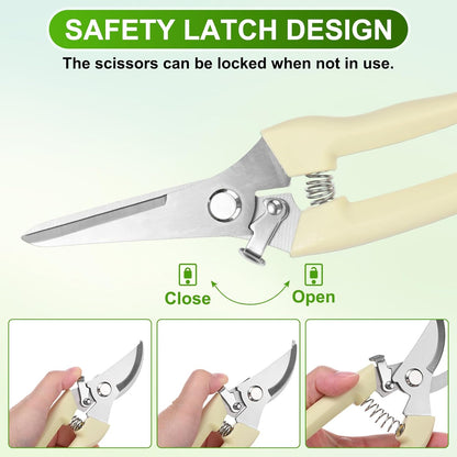 1-Set Bypass Pruning Shears for Garden, 6.7/7.6 Inch Sharp Stainless Steel Garden Scissors for Gardening/Branch/Flower Plant, Heavy Duty Hand Pruner [Blue]