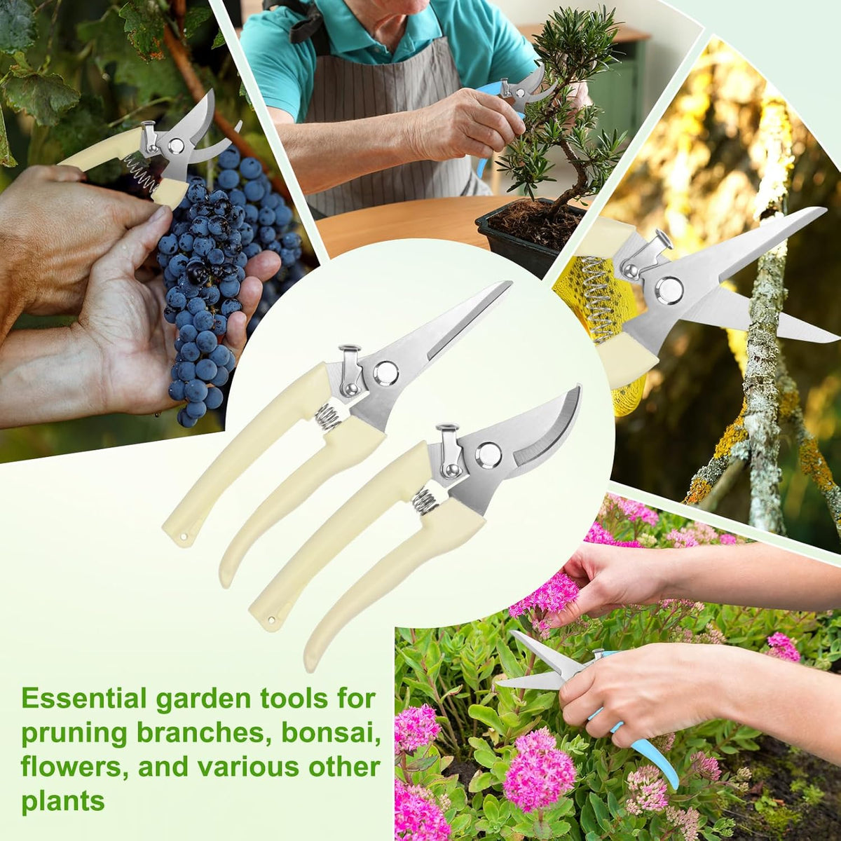1-Set Bypass Pruning Shears for Garden, 6.7/7.6 Inch Sharp Stainless Steel Garden Scissors for Gardening/Branch/Flower Plant, Heavy Duty Hand Pruner [Blue]