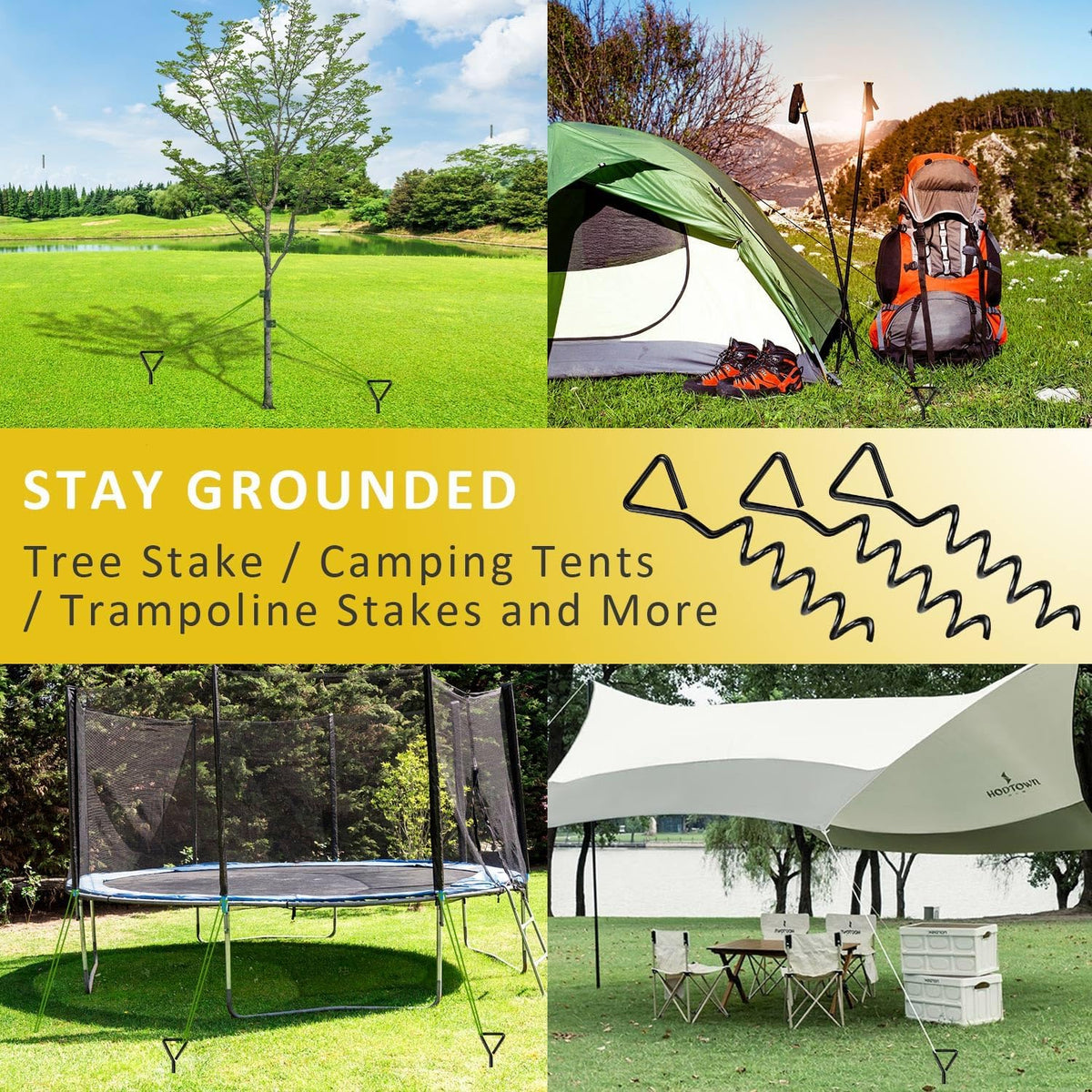 Tree Stake Kit, Heavy Duty Spiral Tree Stakes and Supports for Straightening Leaning or Young Trees, Protects from Harsh Weather