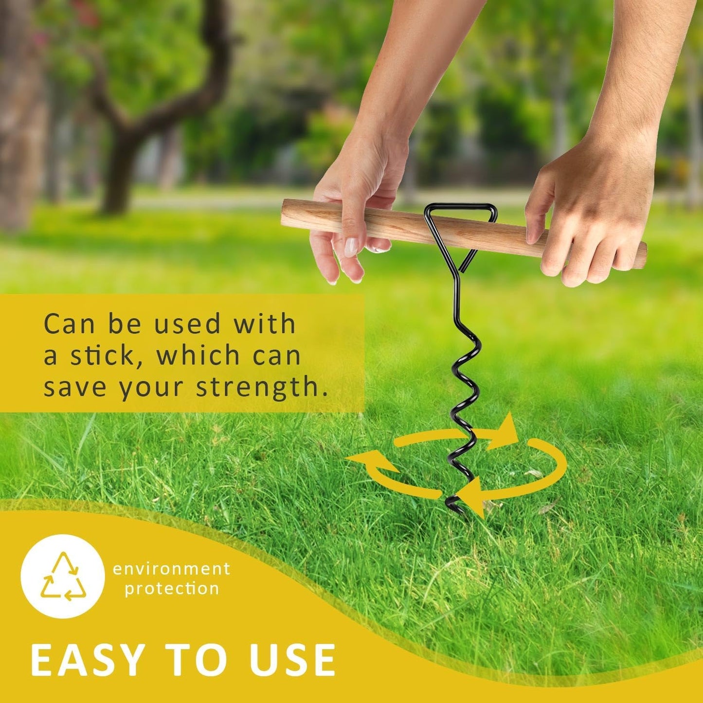 Tree Stake Kit, Heavy Duty Spiral Tree Stakes and Supports for Straightening Leaning or Young Trees, Protects from Harsh Weather