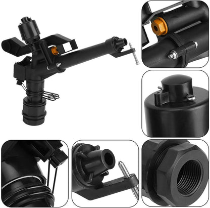 Irrigation Sprinkler, 360° Rocking Arm & Impact Lawn Sprinkler, 1.5in(DN40) to 1in (DN25) Adjustable Female Thread, for Farm, Garden, Yard Watering