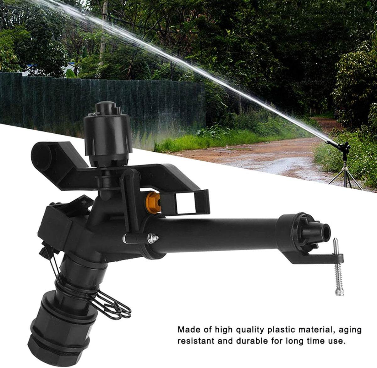 Irrigation Sprinkler, 360° Rocking Arm & Impact Lawn Sprinkler, 1.5in(DN40) to 1in (DN25) Adjustable Female Thread, for Farm, Garden, Yard Watering