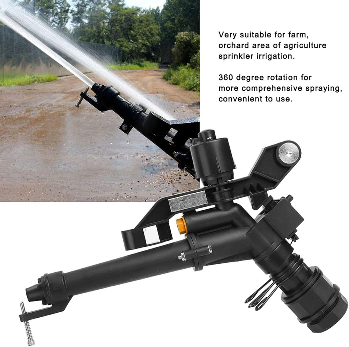 Irrigation Sprinkler, 360° Rocking Arm & Impact Lawn Sprinkler, 1.5in(DN40) to 1in (DN25) Adjustable Female Thread, for Farm, Garden, Yard Watering