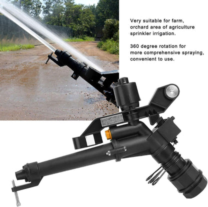 Irrigation Sprinkler, 360° Rocking Arm & Impact Lawn Sprinkler, 1.5in(DN40) to 1in (DN25) Adjustable Female Thread, for Farm, Garden, Yard Watering