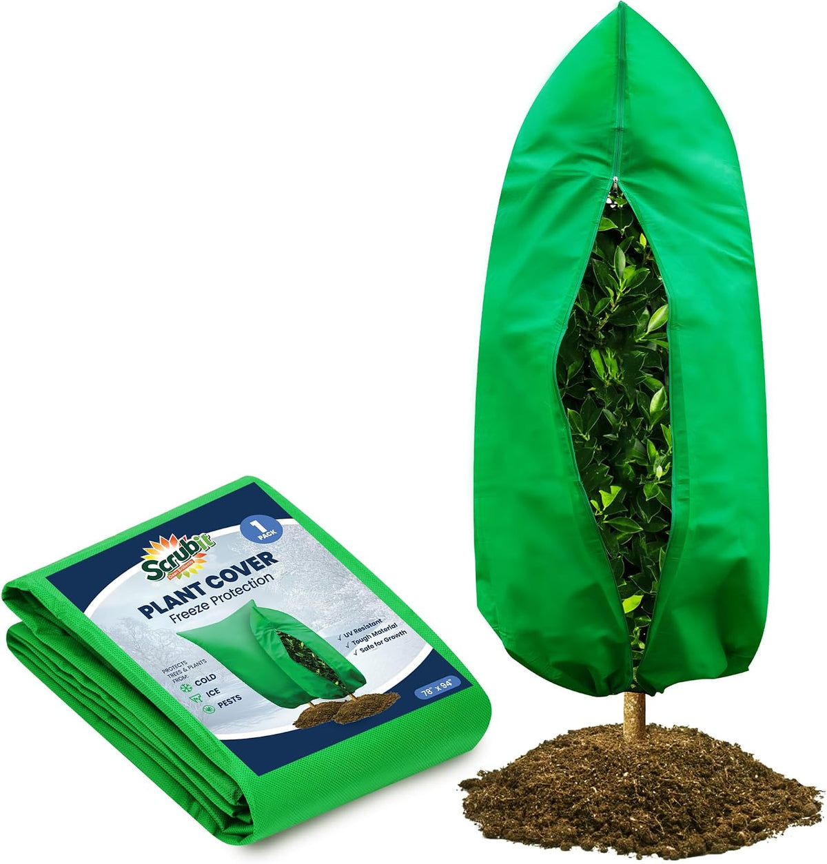 Plant Covers Freeze Protection, 78"W x 94"H Frost Cloths for Outdoor Plants & Fruit Trees with Zipper and Drawstring, Thick Winter Plant Covers - Tree Frost Blankets for Shrubs
