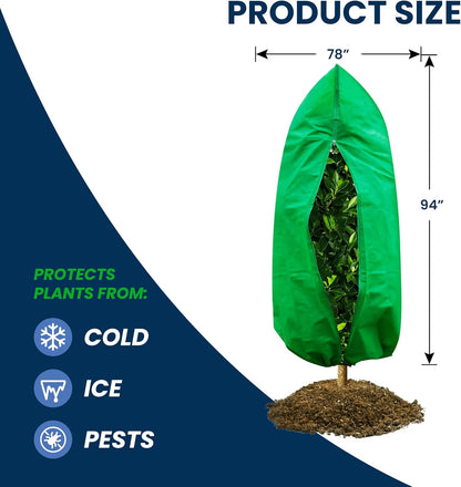Plant Covers Freeze Protection, 78"W x 94"H Frost Cloths for Outdoor Plants & Fruit Trees with Zipper and Drawstring, Thick Winter Plant Covers - Tree Frost Blankets for Shrubs