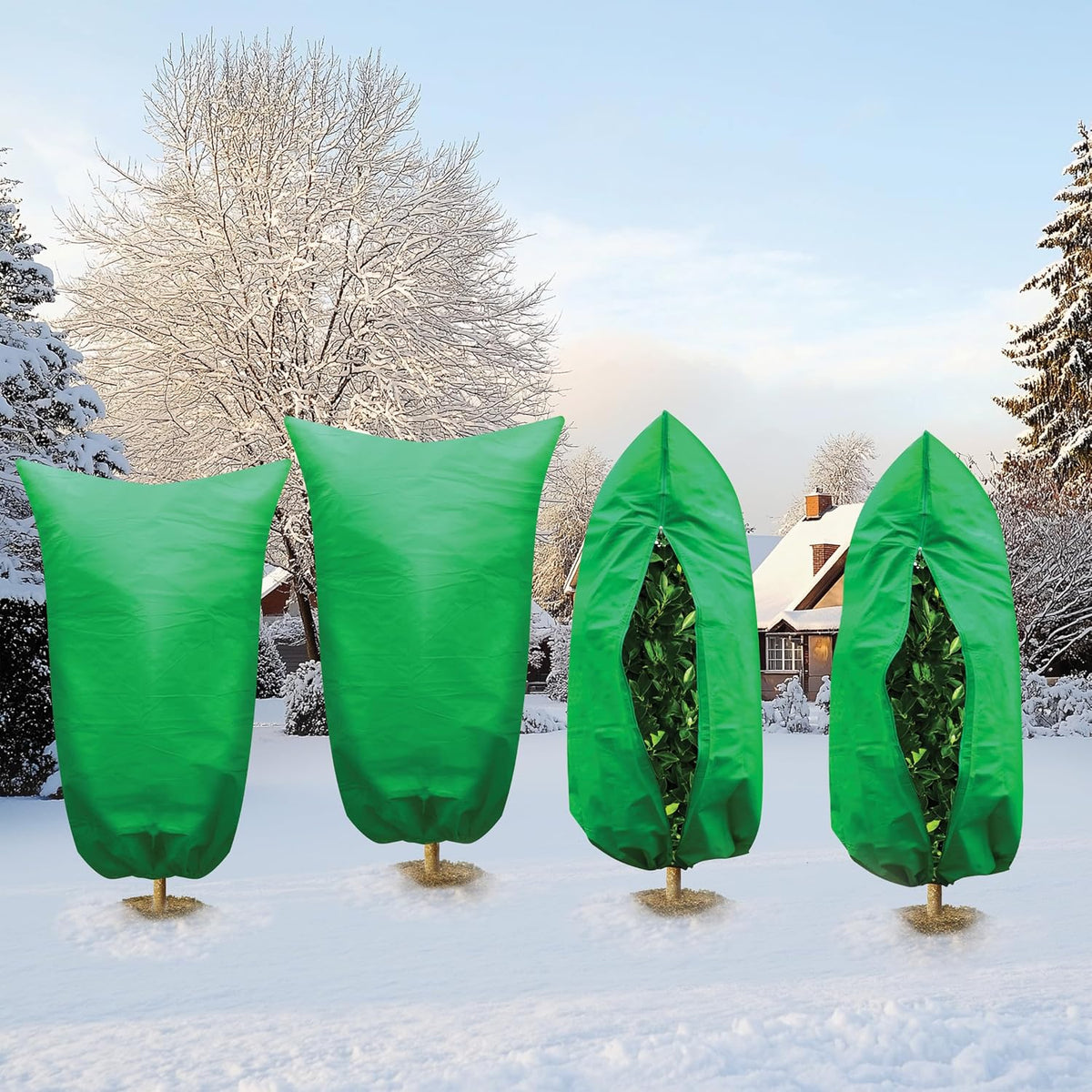 Plant Covers Freeze Protection, 78"W x 94"H Frost Cloths for Outdoor Plants & Fruit Trees with Zipper and Drawstring, Thick Winter Plant Covers - Tree Frost Blankets for Shrubs