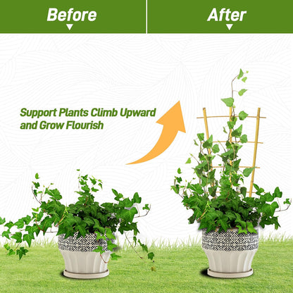 10 Pack Bamboo Trellis for Climbing Plants 16" Natural Garden Ladder Trellis, Fan -Shaped Plant Support Trellis for Potted Plant Decor