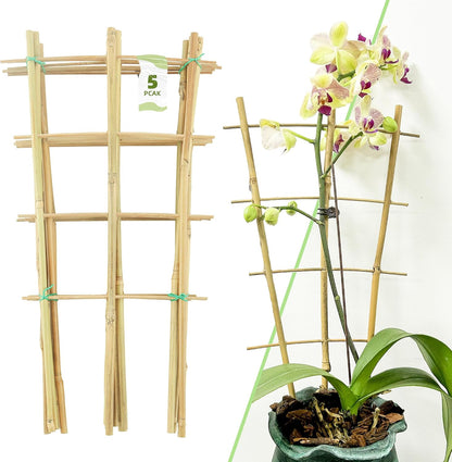 10 Pack Bamboo Trellis for Climbing Plants 16" Natural Garden Ladder Trellis, Fan -Shaped Plant Support Trellis for Potted Plant Decor