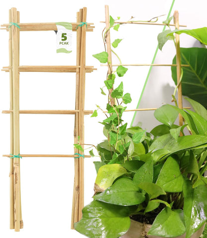 10 Pack Bamboo Trellis for Climbing Plants 16" Natural Garden Ladder Trellis, Fan -Shaped Plant Support Trellis for Potted Plant Decor