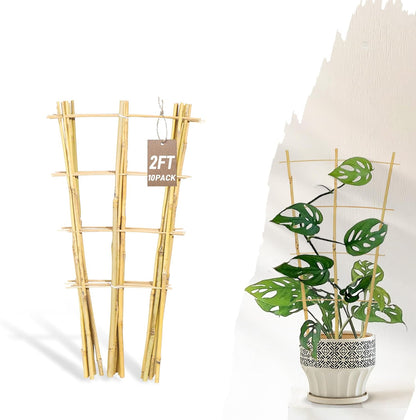 10 Pack Bamboo Trellis for Climbing Plants 16" Natural Garden Ladder Trellis, Fan -Shaped Plant Support Trellis for Potted Plant Decor
