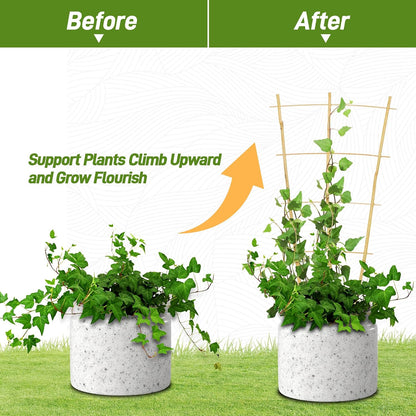 10 Pack Bamboo Trellis for Climbing Plants 16" Natural Garden Ladder Trellis, Fan -Shaped Plant Support Trellis for Potted Plant Decor