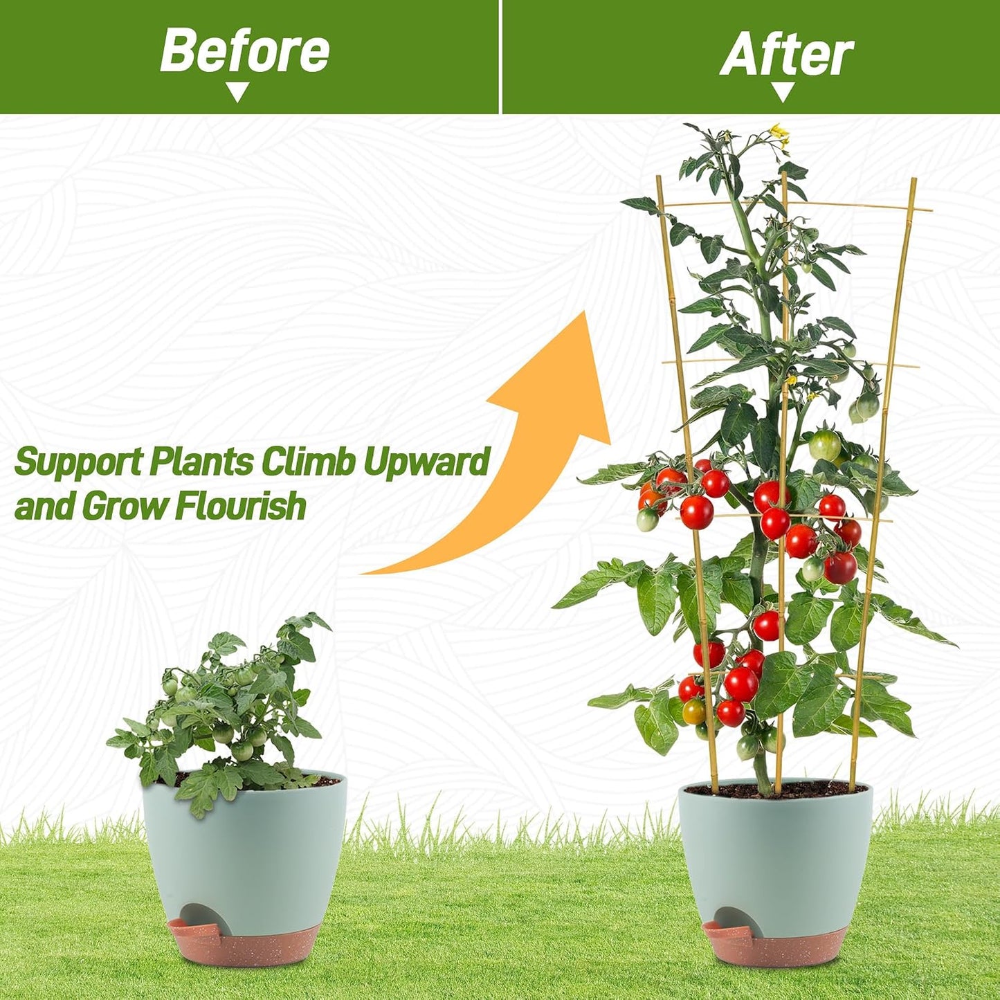 10 Pack Bamboo Trellis for Climbing Plants 16" Natural Garden Ladder Trellis, Fan -Shaped Plant Support Trellis for Potted Plant Decor