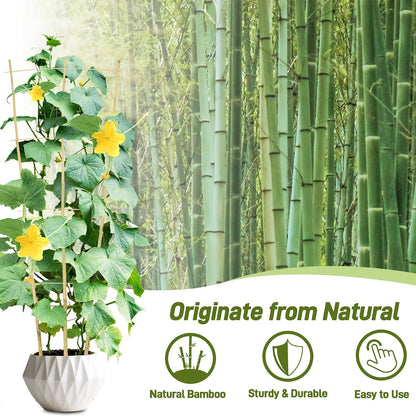 10 Pack Bamboo Trellis for Climbing Plants 16" Natural Garden Ladder Trellis, Fan -Shaped Plant Support Trellis for Potted Plant Decor