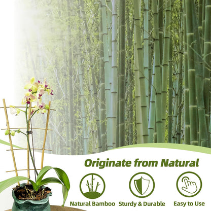 10 Pack Bamboo Trellis for Climbing Plants 16" Natural Garden Ladder Trellis, Fan -Shaped Plant Support Trellis for Potted Plant Decor