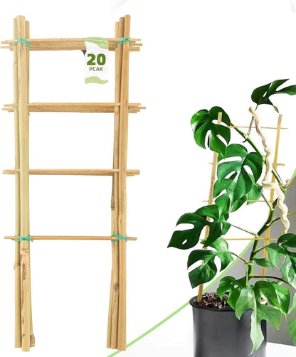 10 Pack Bamboo Trellis for Climbing Plants 16" Natural Garden Ladder Trellis, Fan -Shaped Plant Support Trellis for Potted Plant Decor