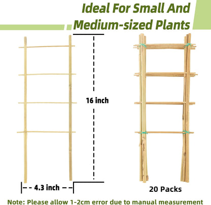 10 Pack Bamboo Trellis for Climbing Plants 16" Natural Garden Ladder Trellis, Fan -Shaped Plant Support Trellis for Potted Plant Decor