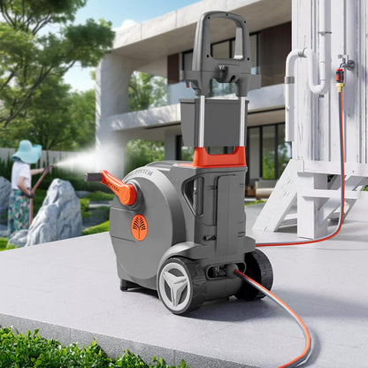 Hand-Crank Hose Reel 1/2" x 130ft, Heavy Duty Water Hose Reel, Removable, Any Length Lock, Hand Crank Effortless Rewind System, 4-Pattern Nozzle
