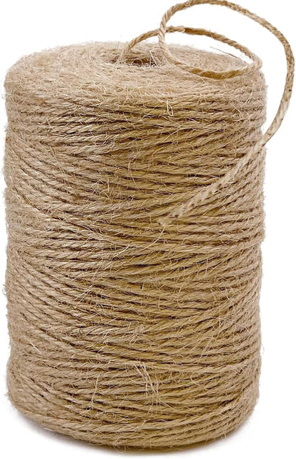 656 Feet 3Ply Jute Twine String, 2mm Natural Brown Thick Twine Rope for Crafts, Gardening, Tomato, Climbing Plant, Tie Floristry, Gift Wrapping Packing, Christmas, Wedding Decor