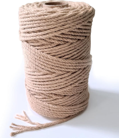 656 Feet 3Ply Jute Twine String, 2mm Natural Brown Thick Twine Rope for Crafts, Gardening, Tomato, Climbing Plant, Tie Floristry, Gift Wrapping Packing, Christmas, Wedding Decor