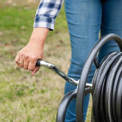 Hose Reel Cart, Hose Cart with Wheels, Water Hose Reel Cart Hose Reels for Outside, 300-Feet Hose Capacity, Grey