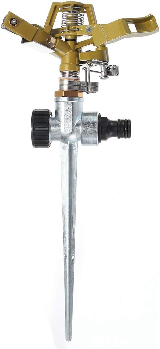 Impact Sprinklers for Yard, 360 Degree Rotating Adjustable Heavy Duty Pulsating Water Sprinkler Head with Aluminum Alloy Spike Base, for Lawn Patio Garden