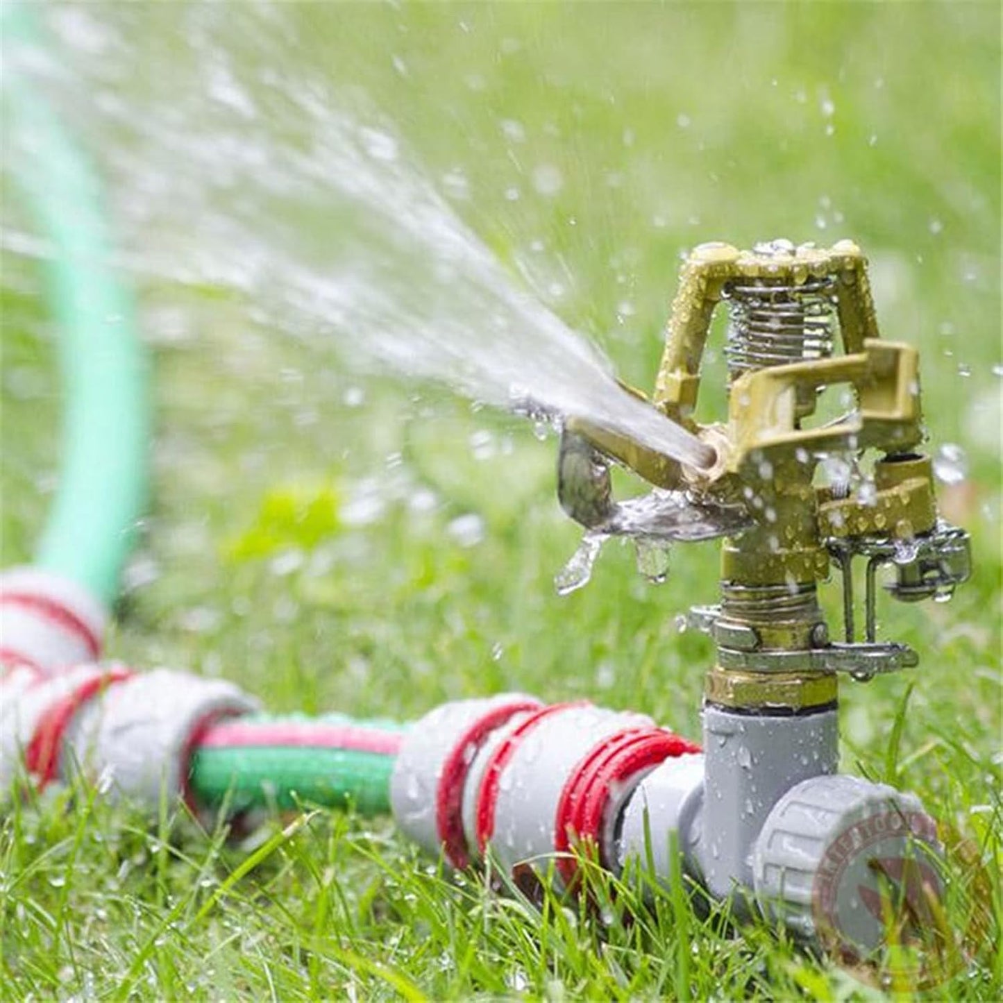 Impact Sprinklers for Yard, 360 Degree Rotating Adjustable Heavy Duty Pulsating Water Sprinkler Head with Aluminum Alloy Spike Base, for Lawn Patio Garden