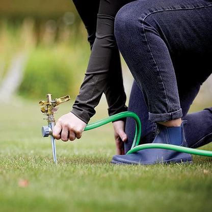 Impact Sprinklers for Yard, 360 Degree Rotating Adjustable Heavy Duty Pulsating Water Sprinkler Head with Aluminum Alloy Spike Base, for Lawn Patio Garden