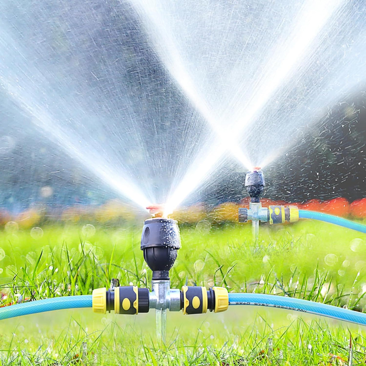 Impact Sprinklers for Yard, 360 Degree Rotating Adjustable Heavy Duty Pulsating Water Sprinkler Head with Aluminum Alloy Spike Base, for Lawn Patio Garden
