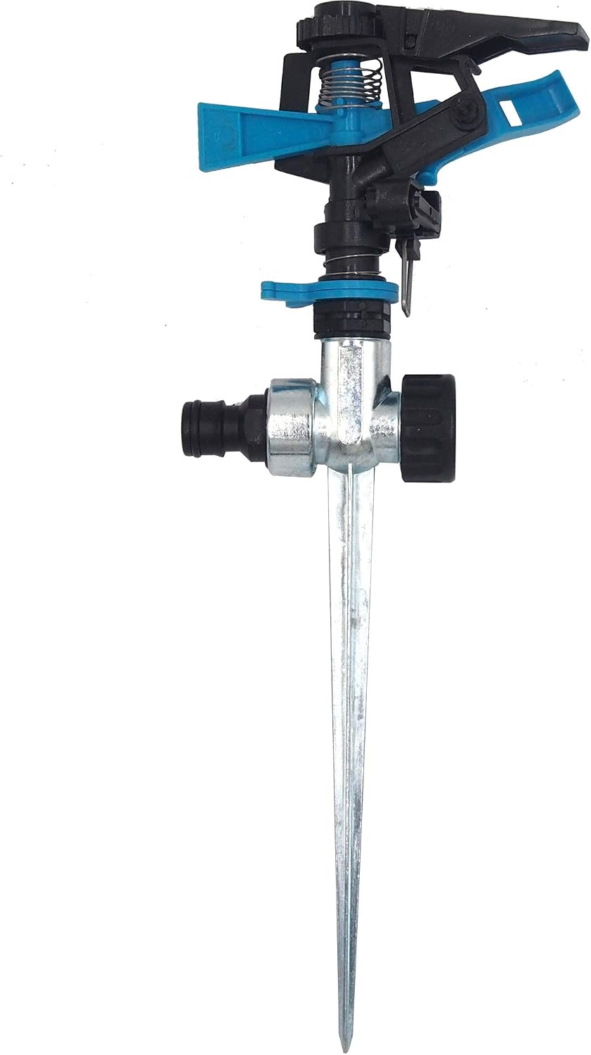 Impact Sprinklers for Yard, 360 Degree Rotating Adjustable Heavy Duty Pulsating Water Sprinkler Head with Aluminum Alloy Spike Base, for Lawn Patio Garden
