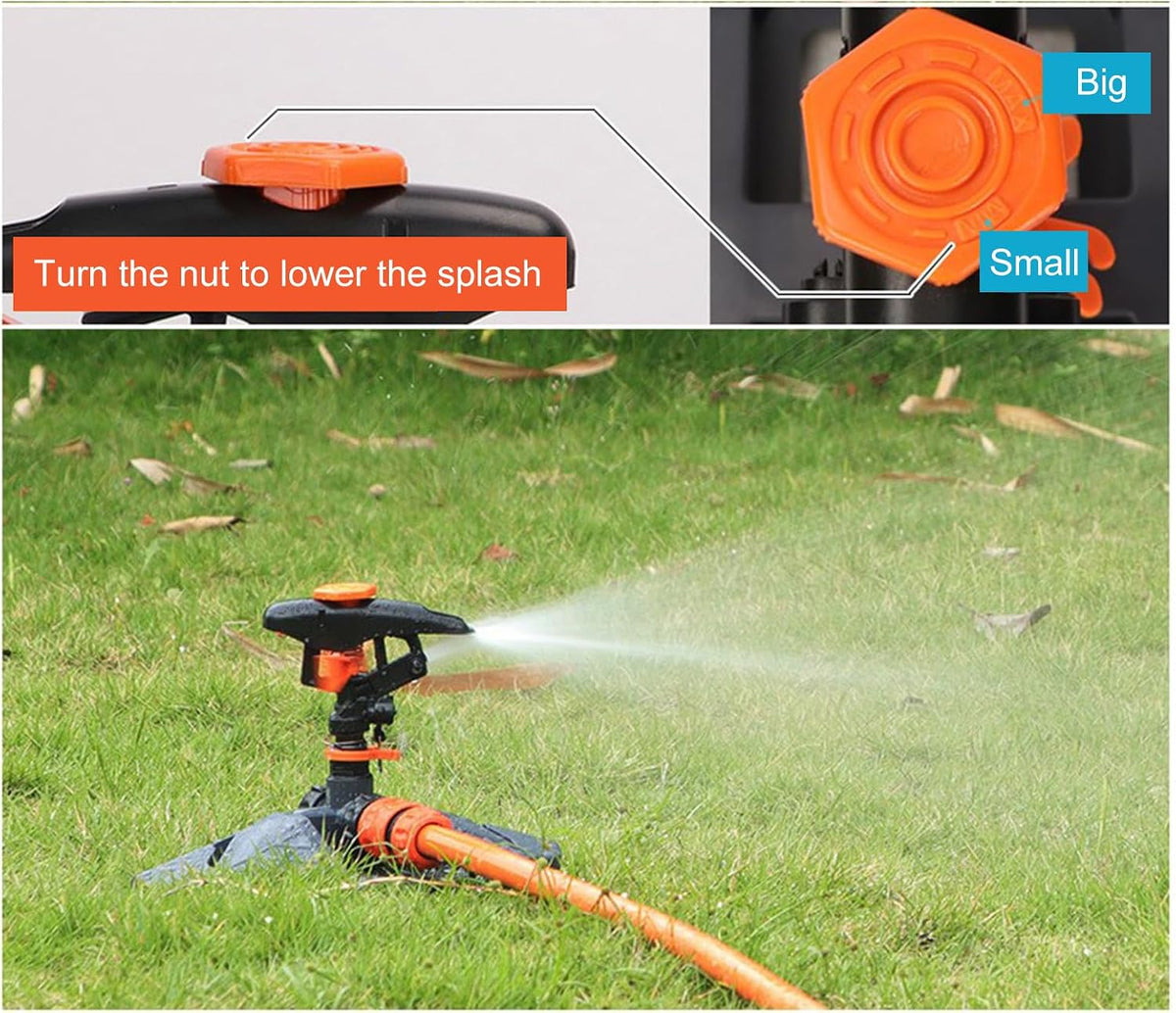 Impact Sprinklers for Yard, 360 Degree Rotating Adjustable Heavy Duty Pulsating Water Sprinkler Head with Aluminum Alloy Spike Base, for Lawn Patio Garden