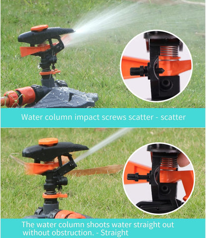 Impact Sprinklers for Yard, 360 Degree Rotating Adjustable Heavy Duty Pulsating Water Sprinkler Head with Aluminum Alloy Spike Base, for Lawn Patio Garden