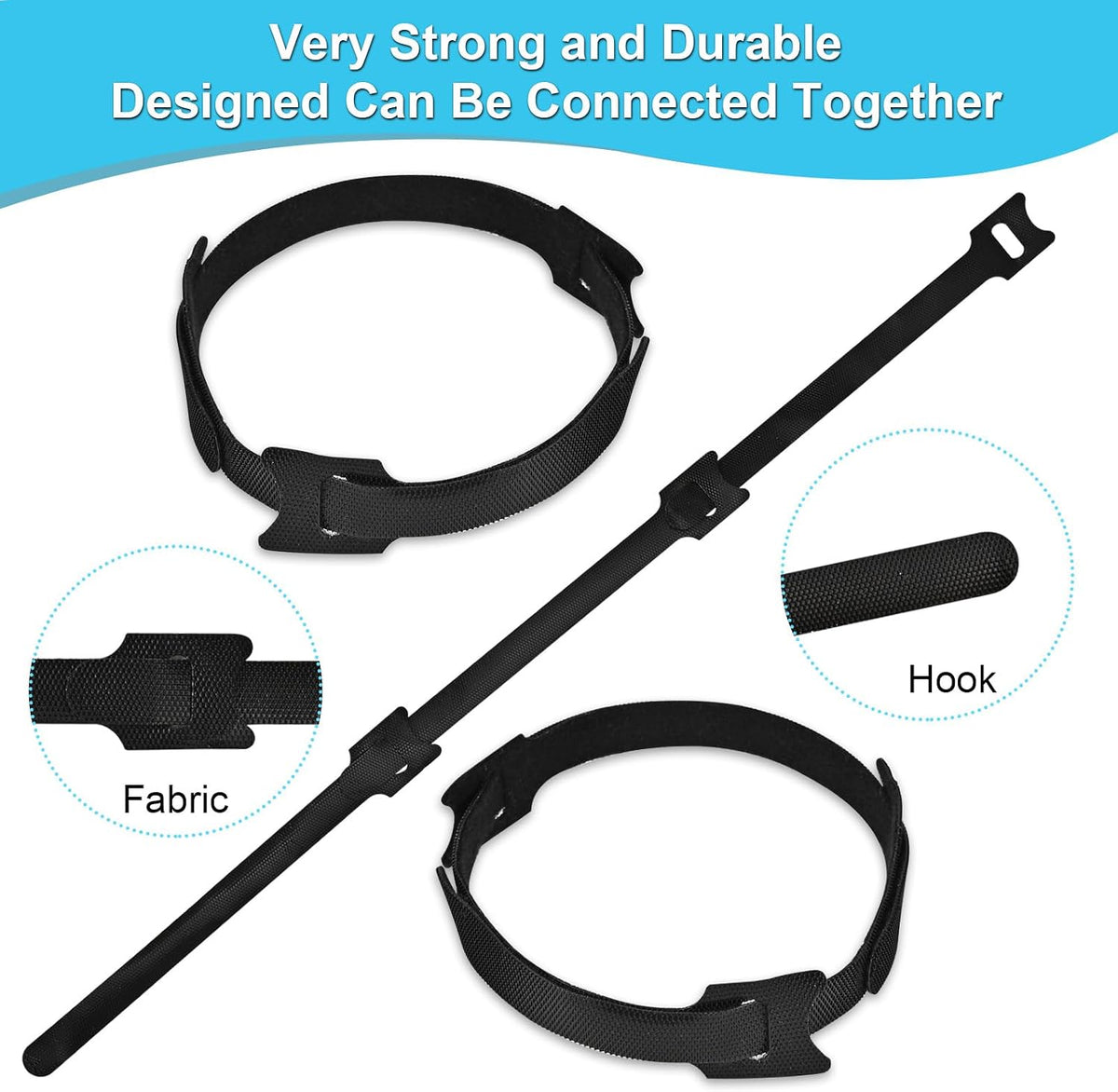 100 Pcs 6-Inch Reusable Hook and Loop Ties: Versatile Cable Management Solution & Ideal Gardening Fasteners - Dual-use Cord Wraps & Plant Ties
