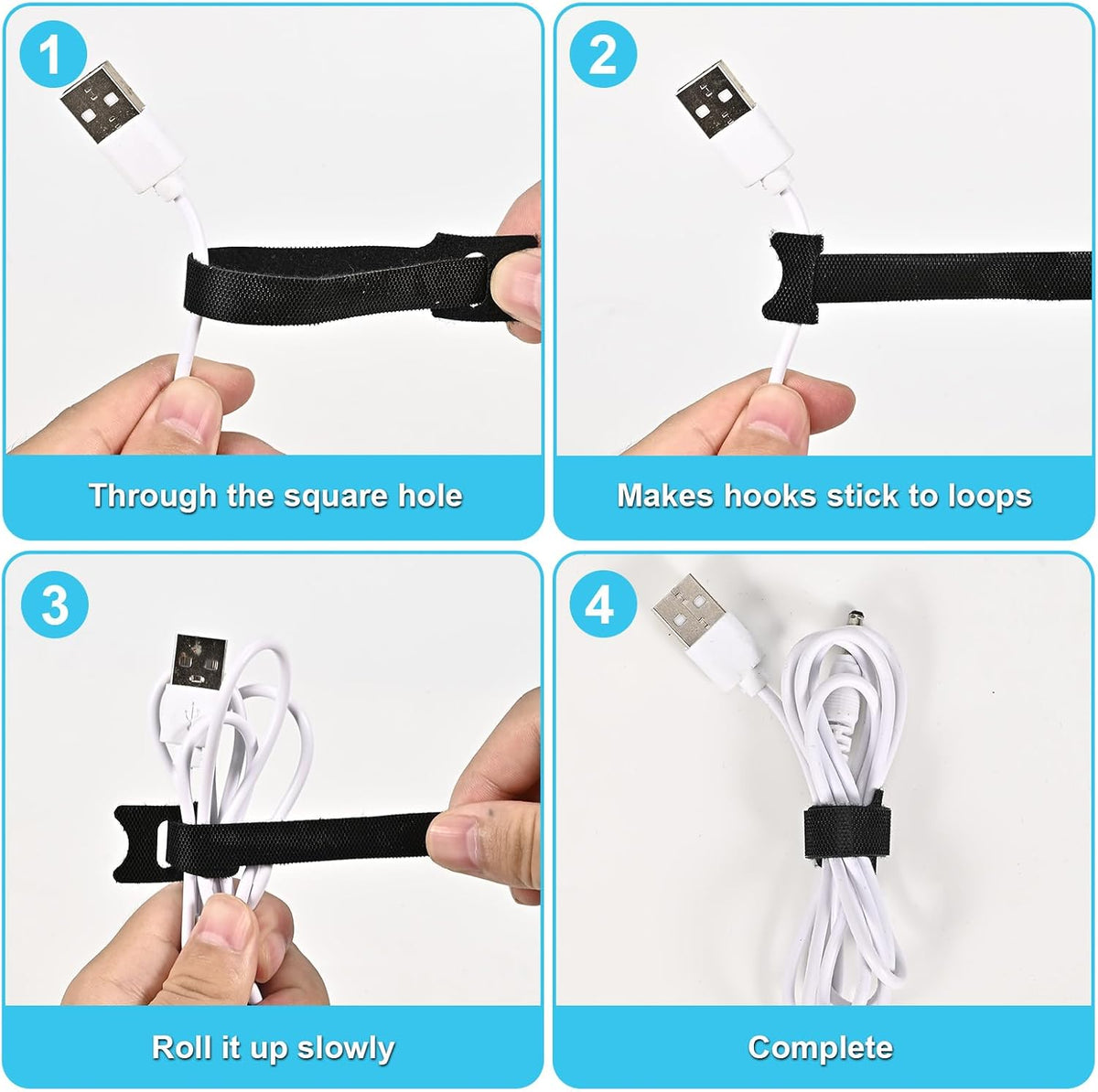 100 Pcs 6-Inch Reusable Hook and Loop Ties: Versatile Cable Management Solution & Ideal Gardening Fasteners - Dual-use Cord Wraps & Plant Ties