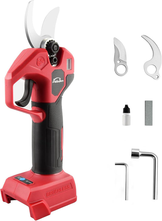 Electric Pruning Shears 0.8-1.2 Inch Brushless Cordless Shears Compatible with Milwaukee 18V Battery (NO Battery) with LCD Display SK5 Steel Blades for Gardening