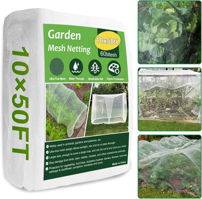 Garden Netting, 2 Pack 10x33FT Ultra Fine Mesh Insect Netting