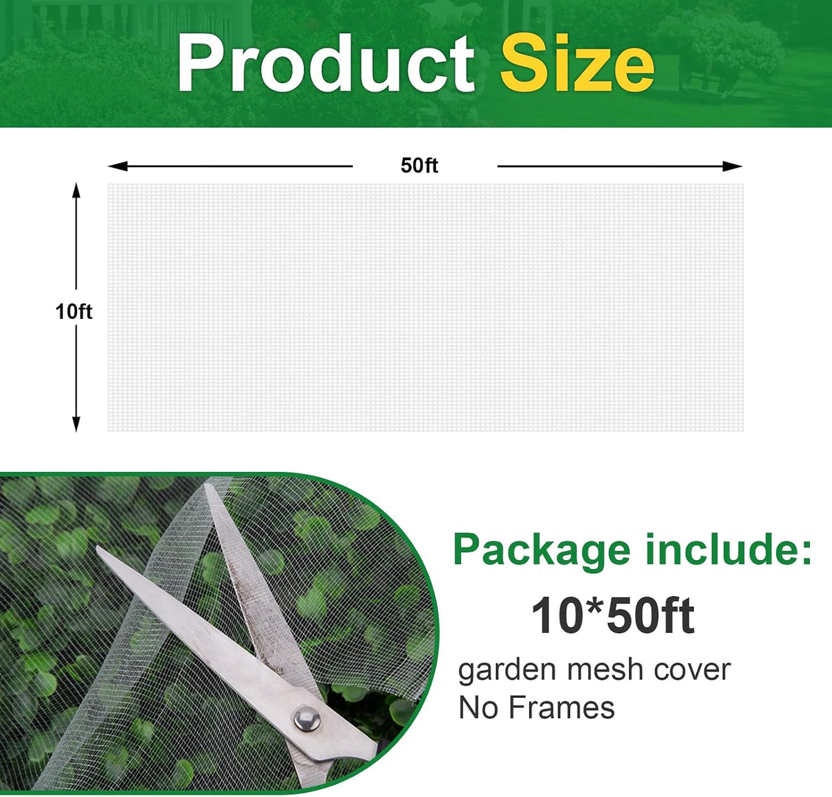 Garden Netting, 2 Pack 10x33FT Ultra Fine Mesh Insect Netting
