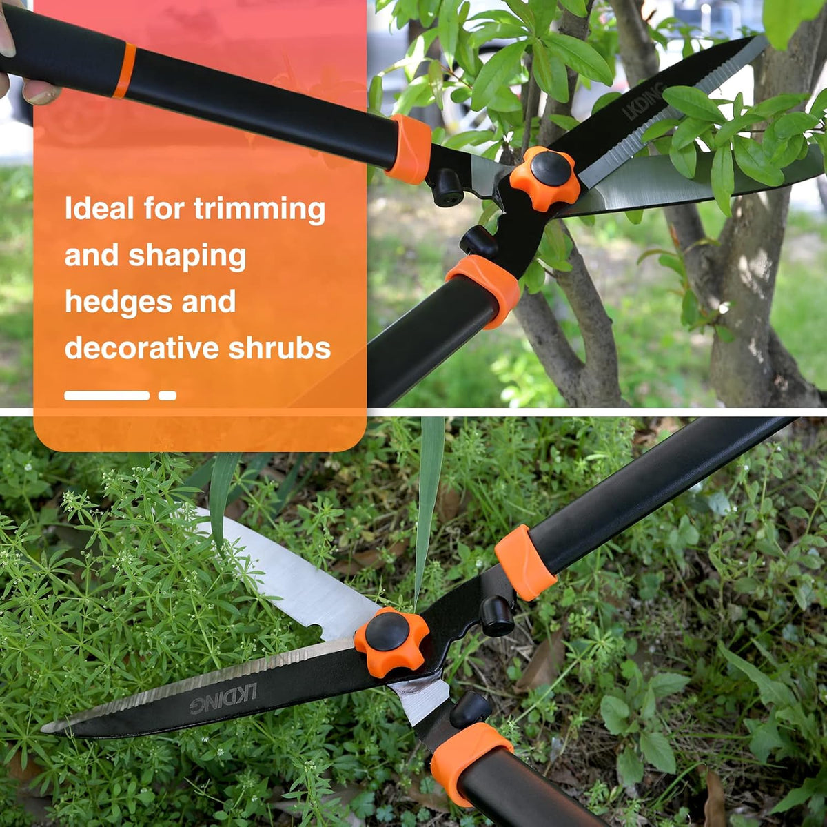 Lightweight Hedge Shears Manual Hedge Clippers for Trimming Borders Topiaries Boxwood and Decorative Grasses, 21 Inch Carbon Steel Bush Cutter